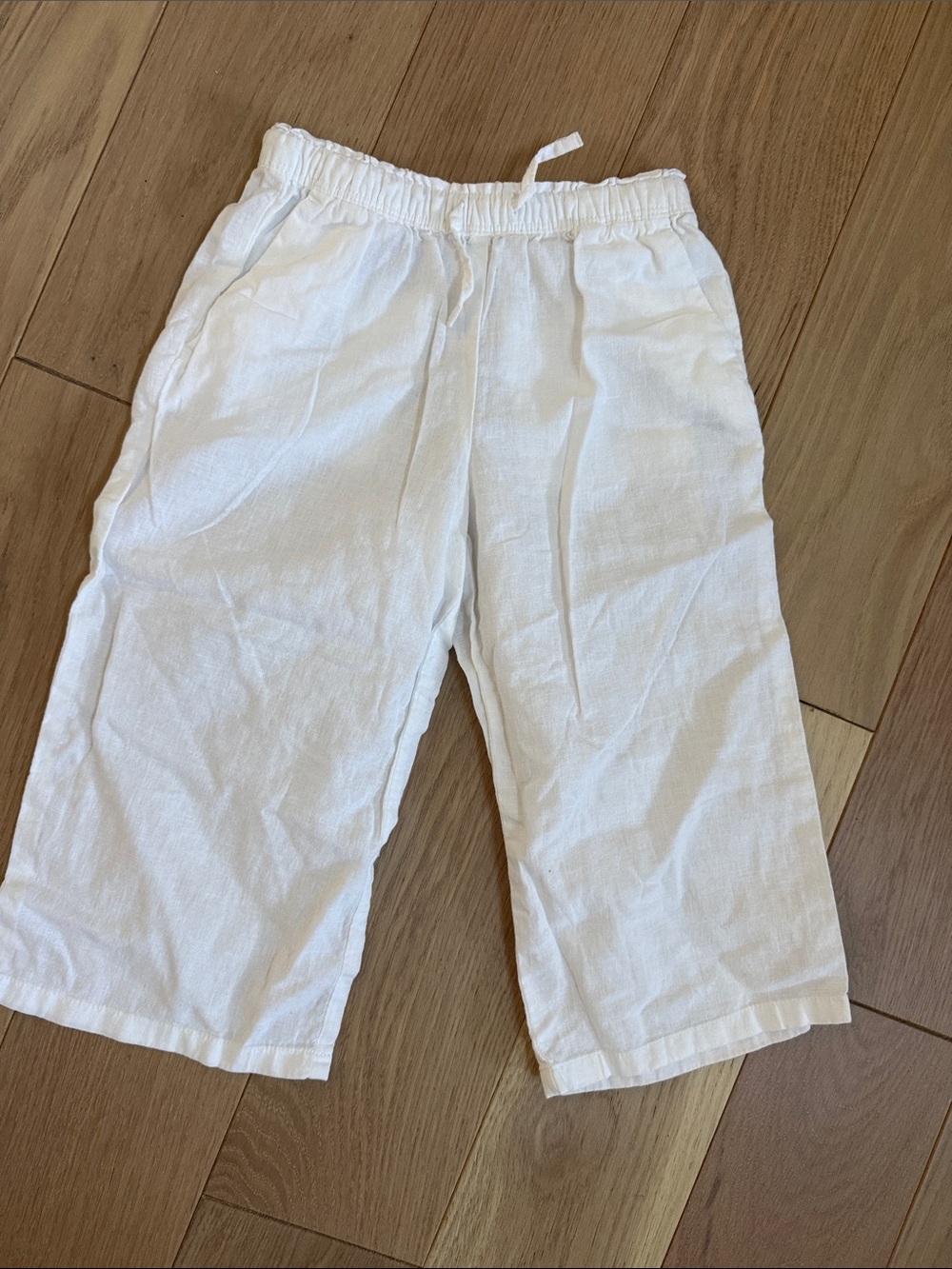 Crewcuts White Linen Blend Pull-On Pants for Kids
